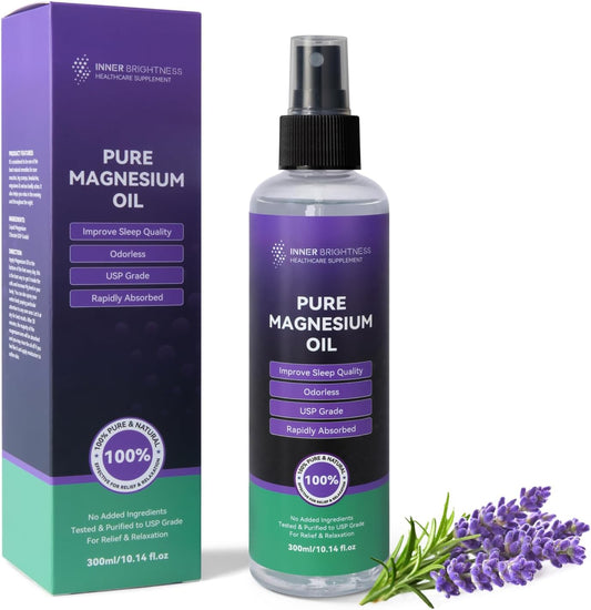 100% Natural Lavender Magnesium Oil Spray for Feet & Sleep - USP Grade 10oz Supplement for Muscle & Skin Health