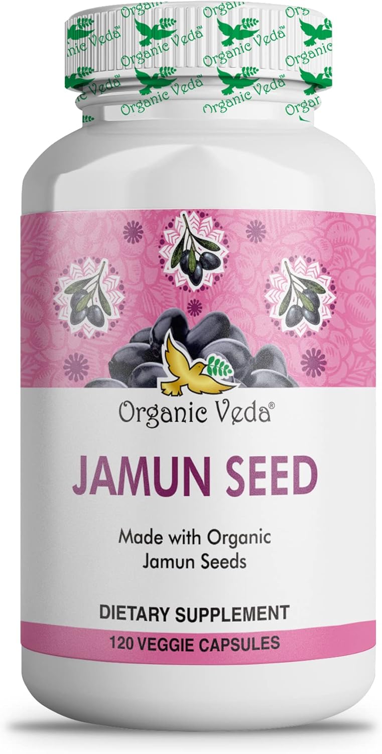 100% Natural Organic Jamun Seed Capsules for Soft Radiant Skin & Energy - 120 Count - US FDA Registered