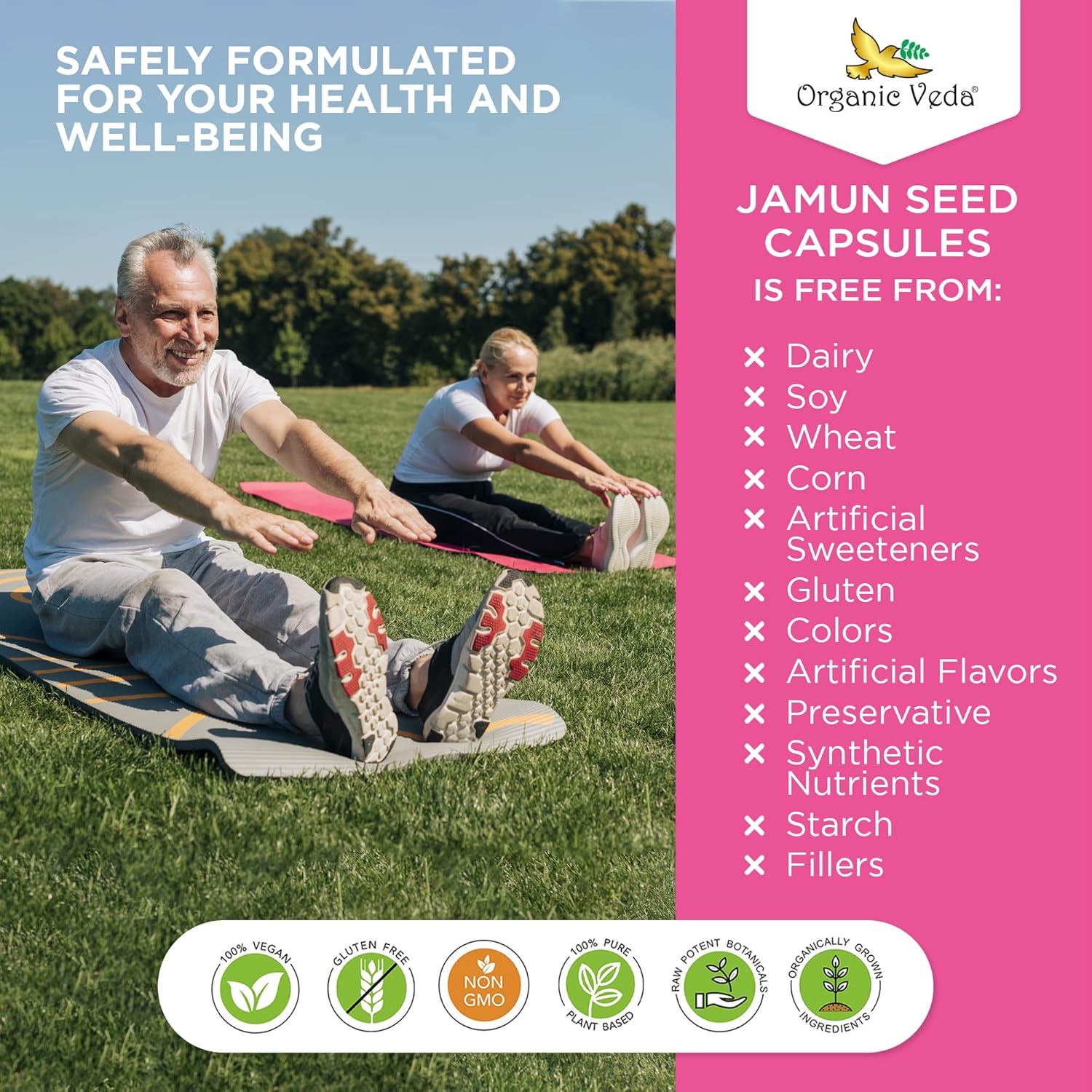 100% Natural Organic Jamun Seed Capsules for Soft Radiant Skin & Energy - 120 Count - US FDA Registered