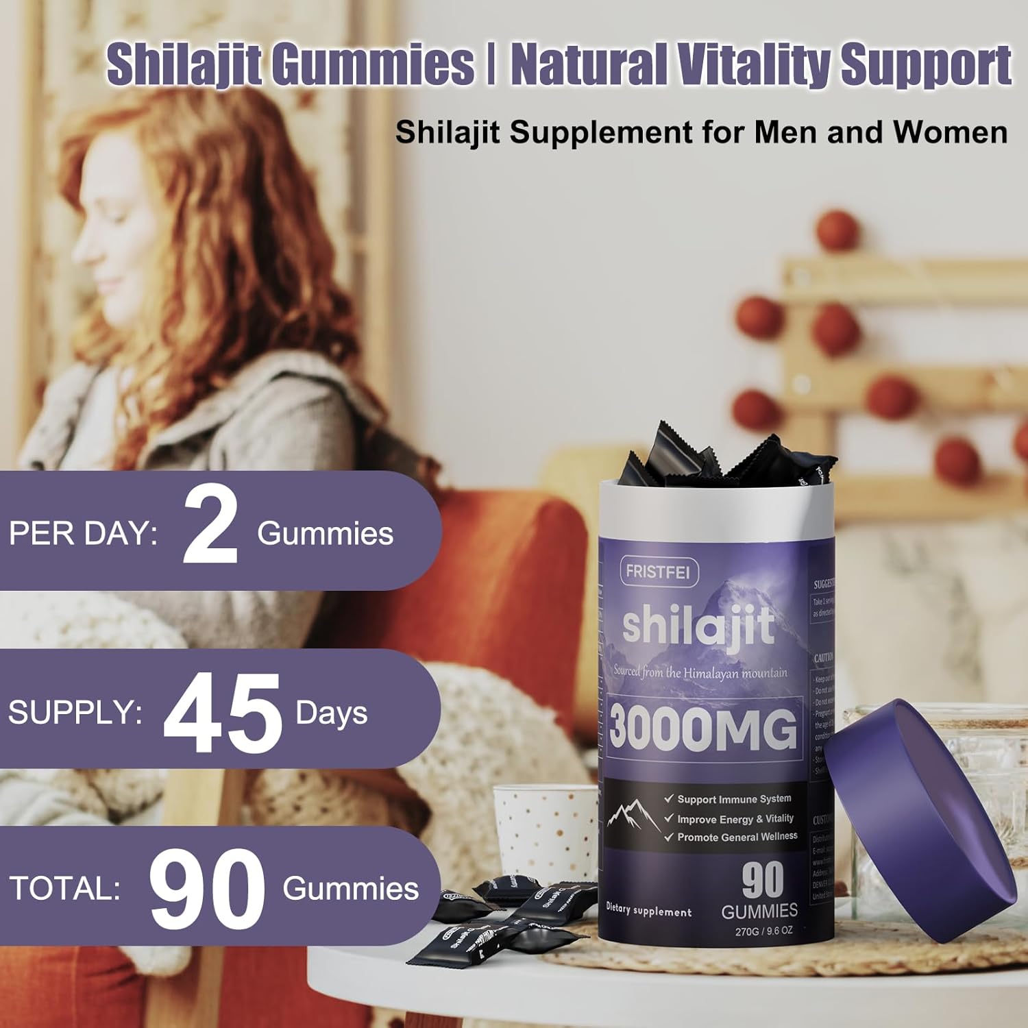 100% Natural & Organic Pure Himalayan Shilajit Gummies - 85+ Trace Minerals & Fulvic Acid - 180 Count - Men & Women - Individually Packaged