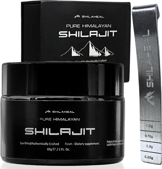 100% Natural SHILAHEAL Shilajit Resin from Ladakh, Himalayas 60g - Energy Boost & Immune Support - Men & Women - 4-Month Supply