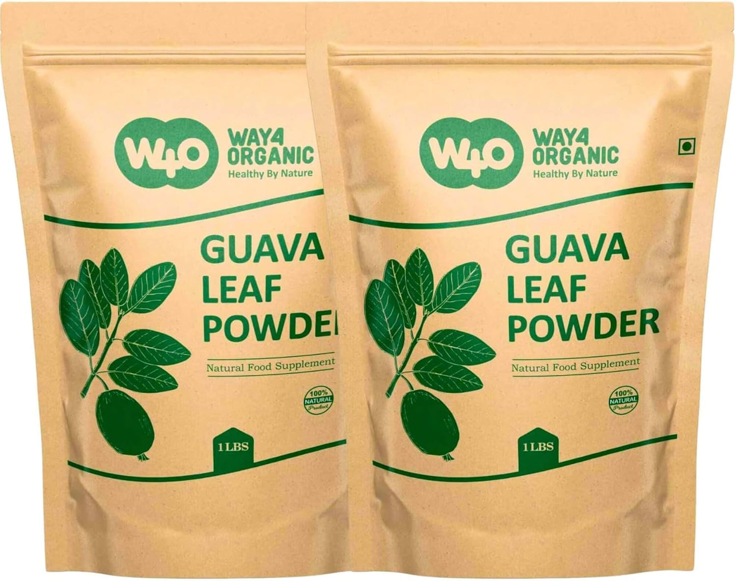 100% Natural W4O Guava Leaf Powder for Hair, Skin, and Nails - Organic Guava Leaf Tea for Hair Re-Growth - No Preservatives - Pack of 1