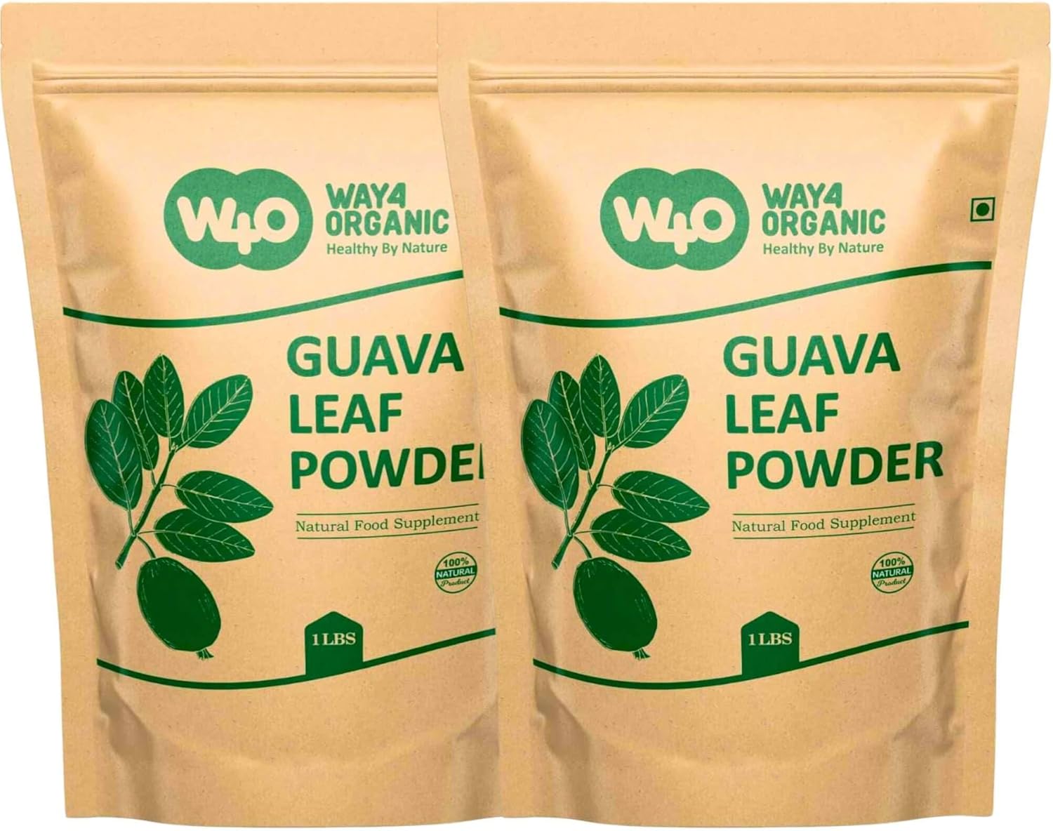 100% Natural W4O Guava Leaf Powder for Hair, Skin, and Nails - Organic Guava Leaf Tea for Hair Re-Growth - No Preservatives - Pack of 1