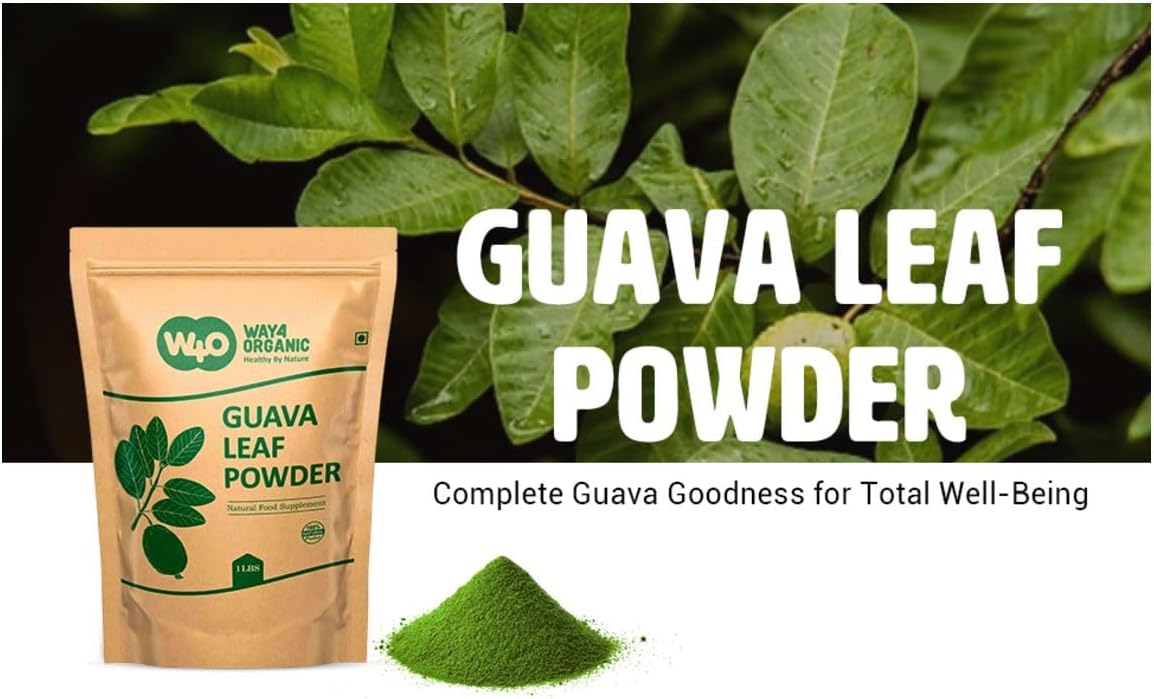 100% Natural W4O Guava Leaf Powder for Hair, Skin, and Nails - Organic Guava Leaf Tea for Hair Re-Growth - No Preservatives - Pack of 1