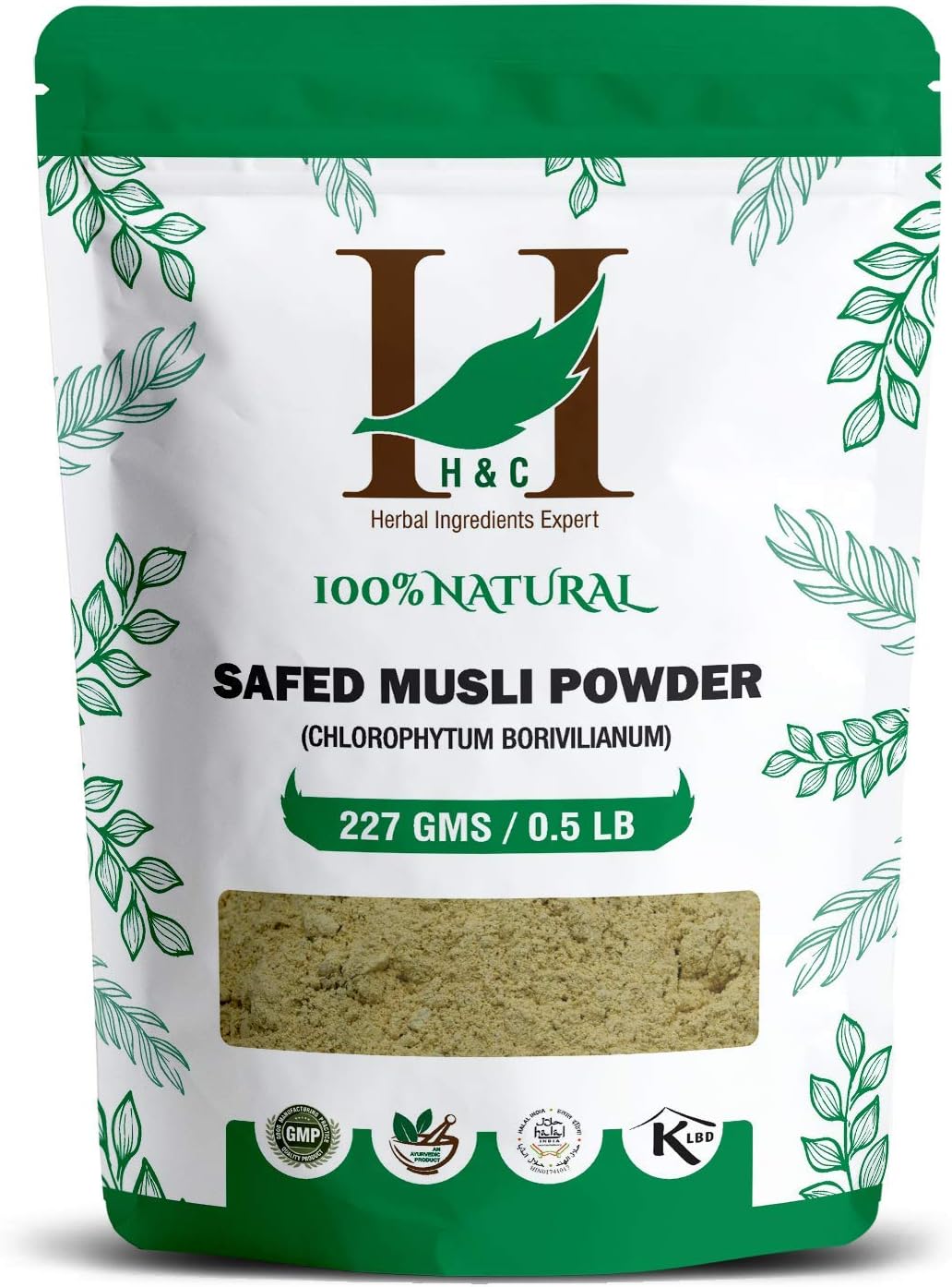100% Natural Wild Safed Musli Powder - Chlorphytum Borivillianum Herbal Supplement 227g - FDA Approved Processing Facility