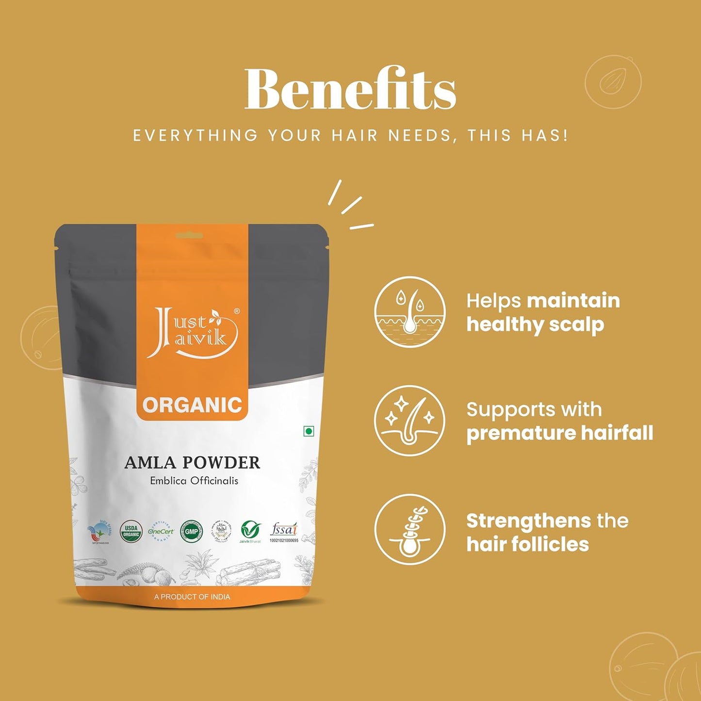 100% Organic Amla Powder - 227 gms - Indian Gooseberry - USDA Certified Herb by OneCert Asia