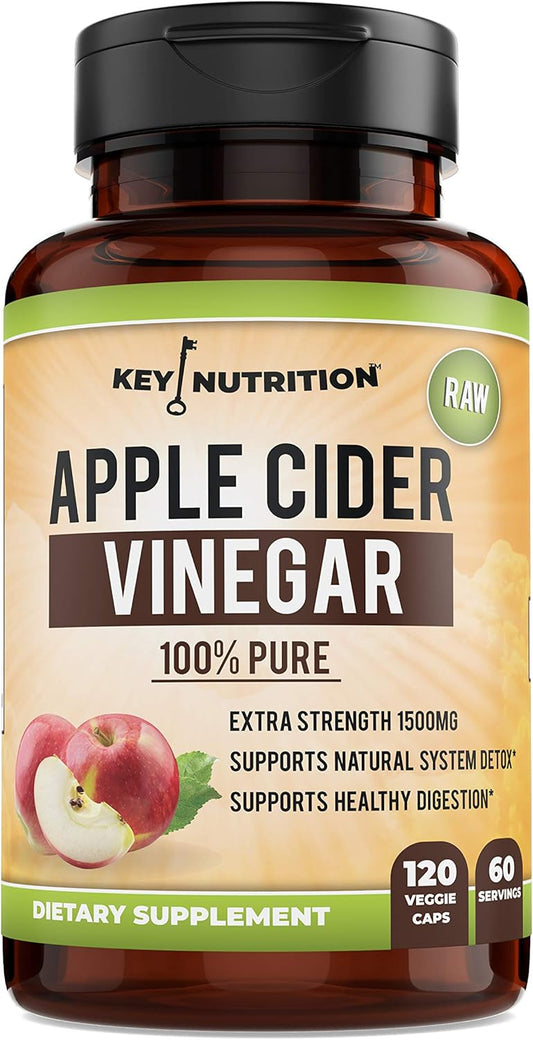 100% Organic Apple Cider Vinegar 1500mg - Pure & Raw for Healthy Digestion - Detox Support - 60 Day Supply
