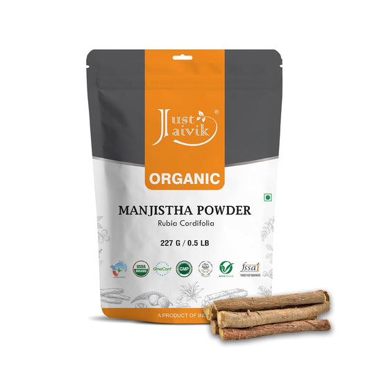 100% Organic Manjistha Powder - Certified by OneCert Asia - 227g/1/2LB - Rubia cordifolia for Healthy Skin - USDA Organic Certified
