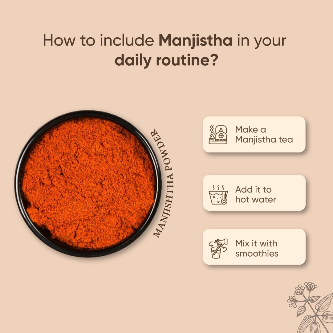 100% Organic Manjistha Powder - Certified by OneCert Asia - 227g/1/2LB - Rubia cordifolia for Healthy Skin - USDA Organic Certified