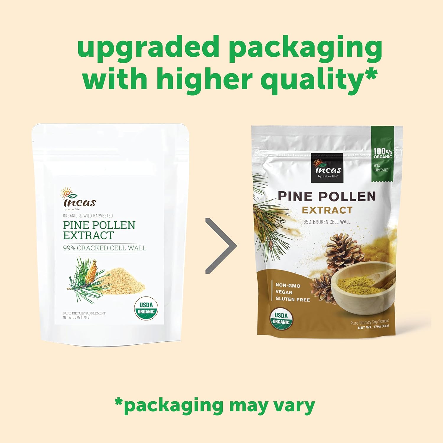 100% Organic Pine Pollen Powder by Asiya Life - 6 oz - Non GMO - Wild Harvested - Energy & Immune Support - No Fillers