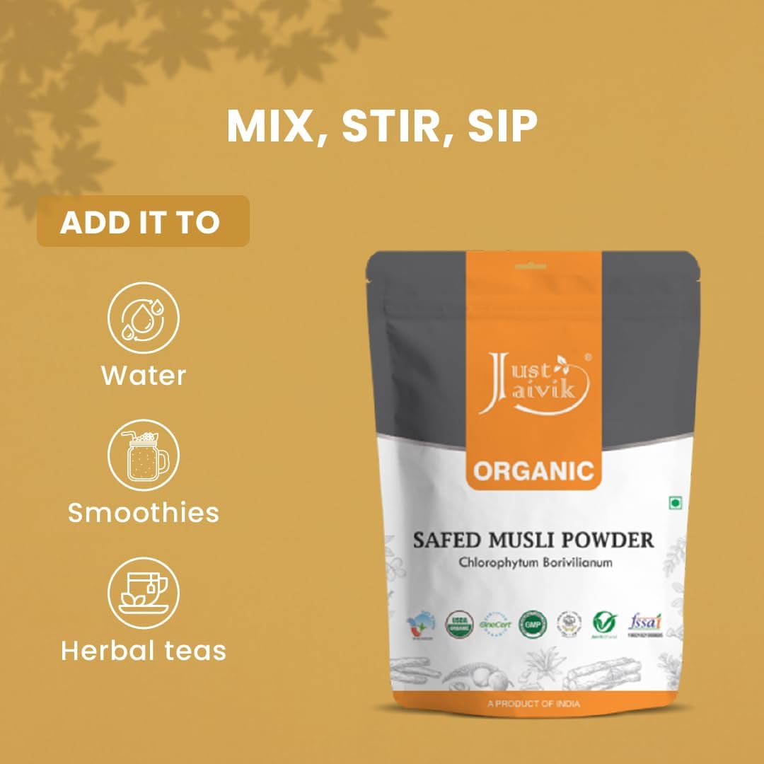 100% Organic Safed Musli Powder - Chlorophytum Borivilianum 227g (8oz) - FDA Registered Facility - Natural Health Supplement