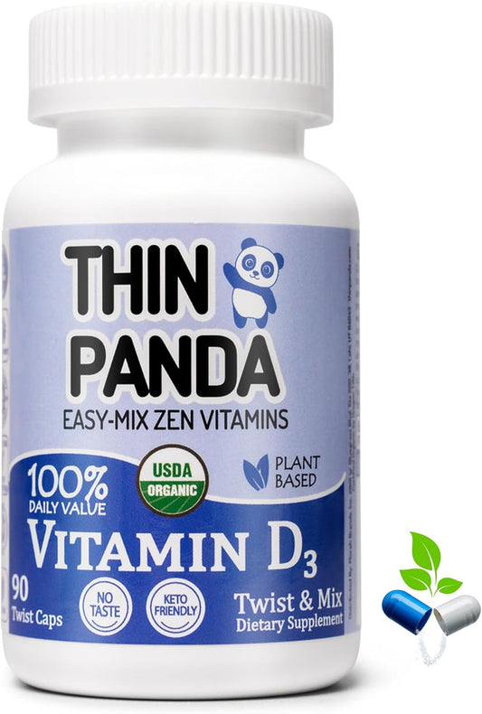 100% Organic Vitamin D3 Supplement for Strong Bones & Healthy Immunity | Twist & Mix Design | GMO Gluten Vegan | Adults & Kids 4+ | 90 Servings