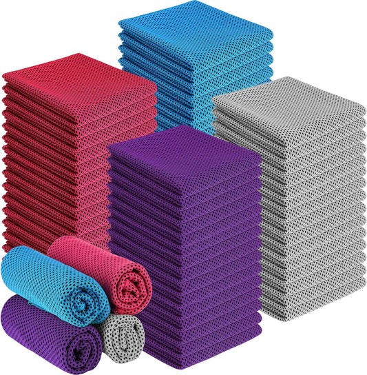 100-Pack Microfiber Cooling Towels for Gym, Yoga, Golf, and Beach Workouts - Breathable Ice Towels for Neck and Face