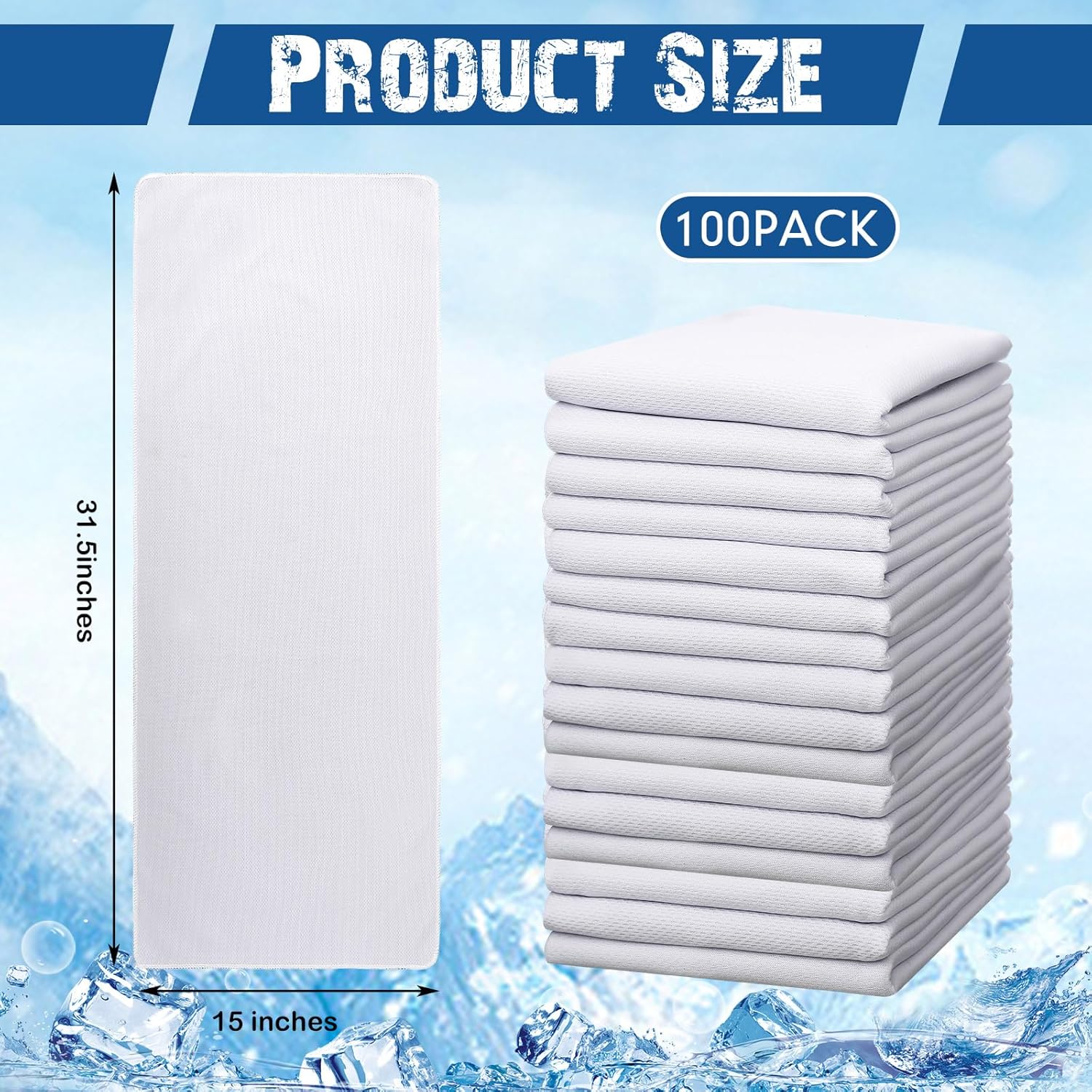 100 Pack Microfiber Cooling Towels for Sports, Gym, Yoga, Golf, and Beach - Breathable Ice Towels for Neck and Face