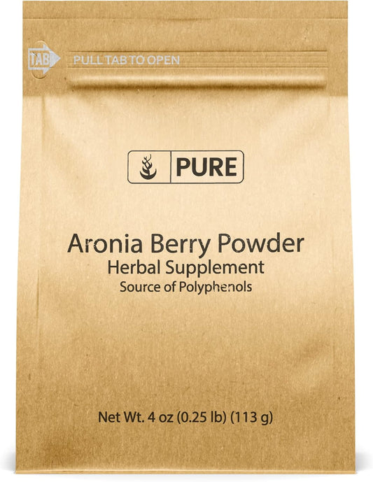 100% Pure Aronia Berry Powder (4 oz) - Natural Fruit Supplement Extract, No Additives or Fillers - Original Ingredients