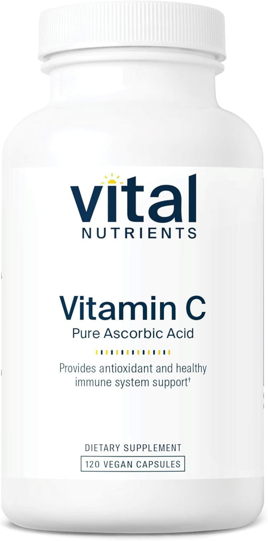 100% Pure Ascorbic Acid Vitamin C 1000mg Supplement for Immune Support - Vegan Antioxidant Capsules - Non-GMO - 120 Count