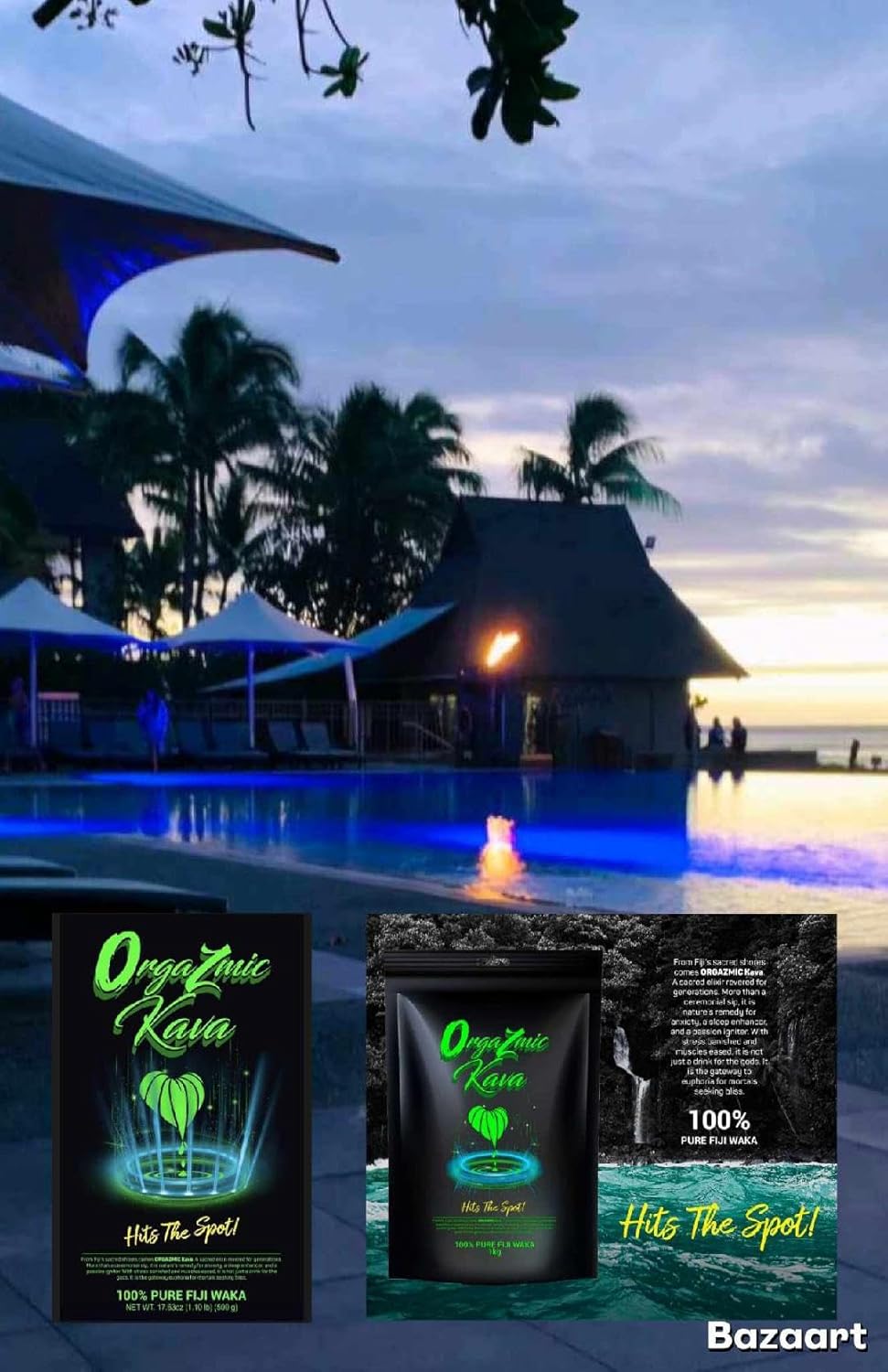 100% Pure Fijian Waka Kava Powder, 17.63 oz (1.10 lb) - Sleep Aid and Stress Relief