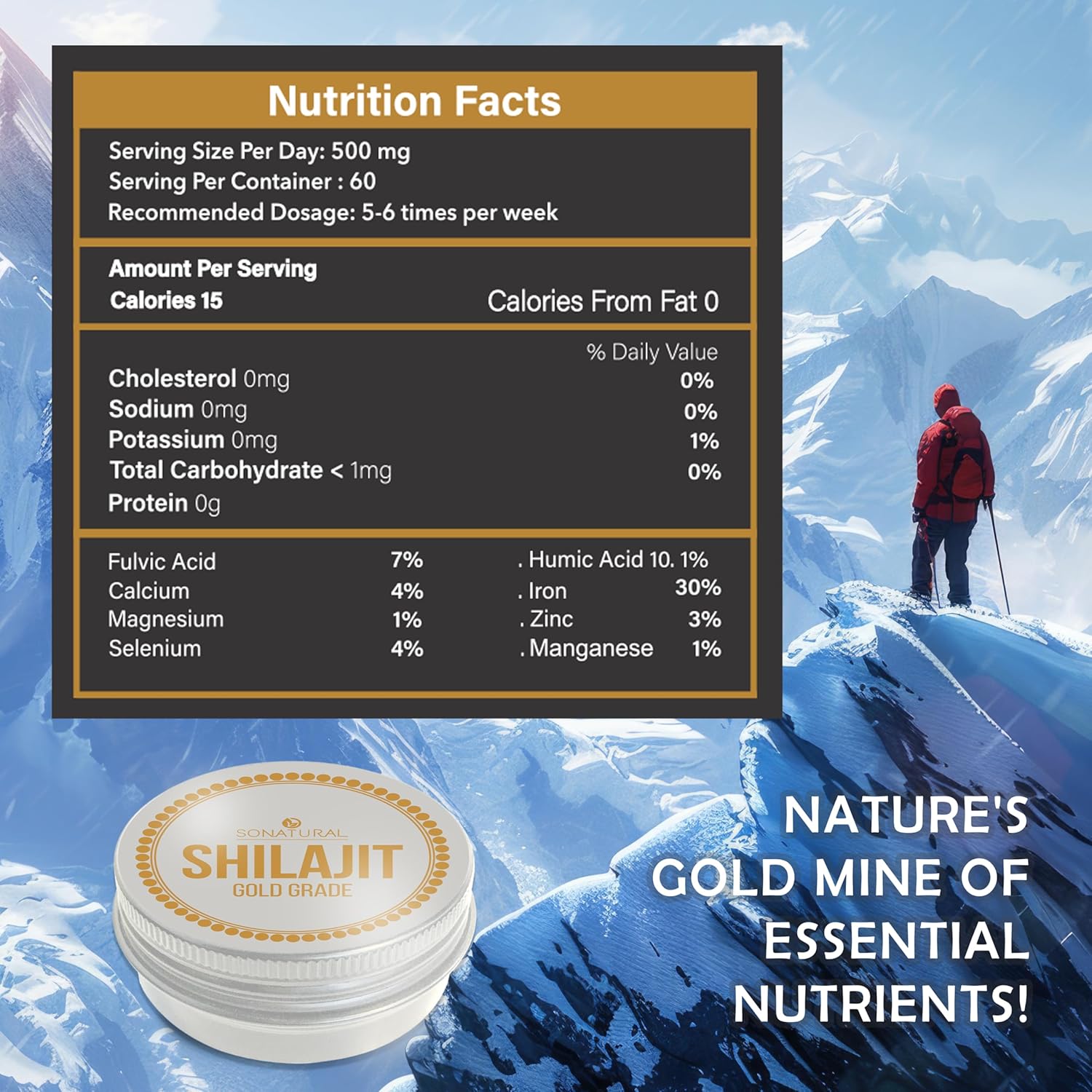 100% Pure Himalayan Organic Shilajit Resin - 30g Gold Grade with Fulvic Acid & 85+ Trace Minerals for Energy & Immune Support, 2 Months Supply