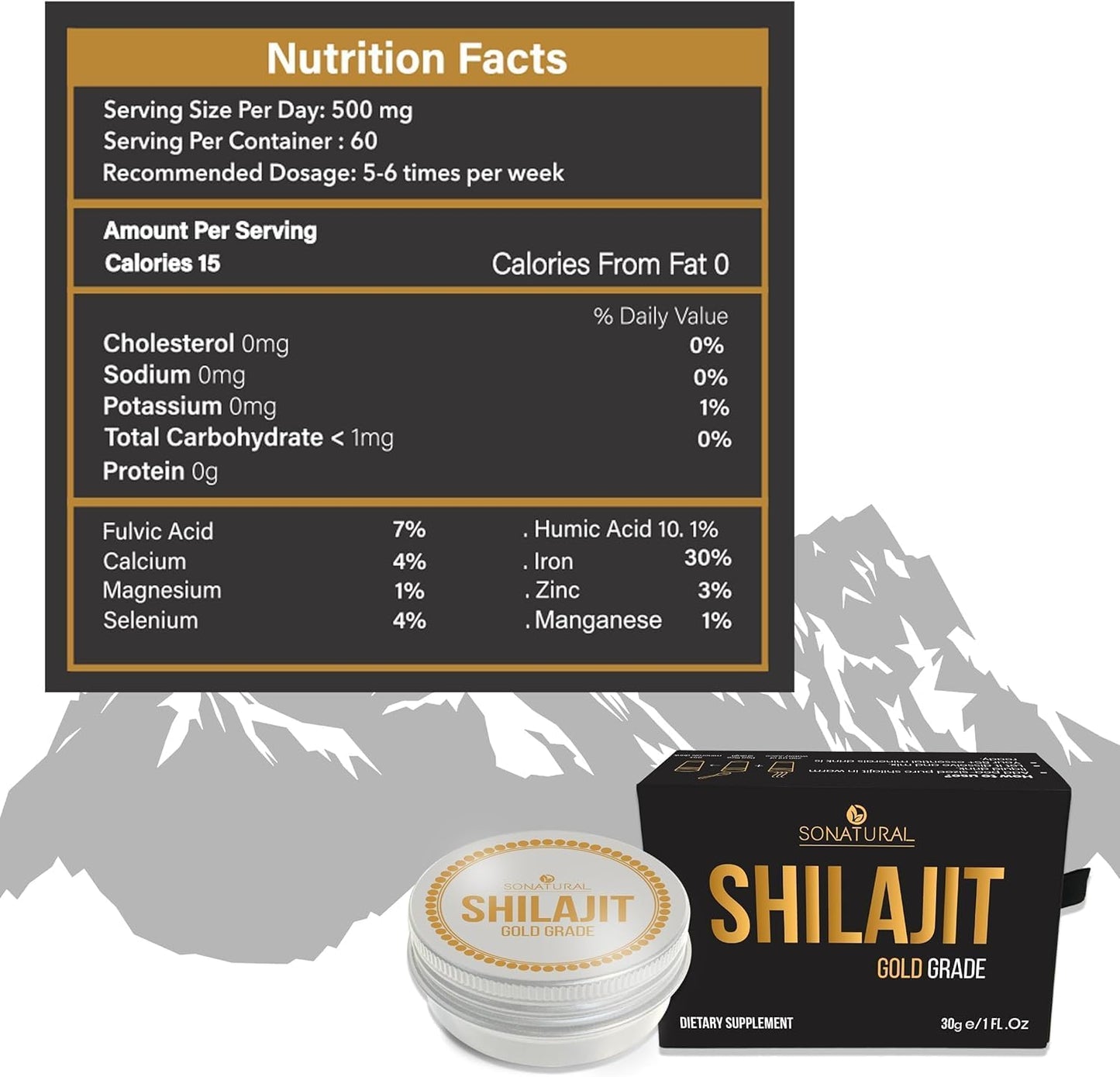 100% Pure Himalayan Organic Shilajit Resin - 30g Gold Grade with Fulvic Acid & 85+ Trace Minerals for Energy & Immune Support, 2 Months Supply