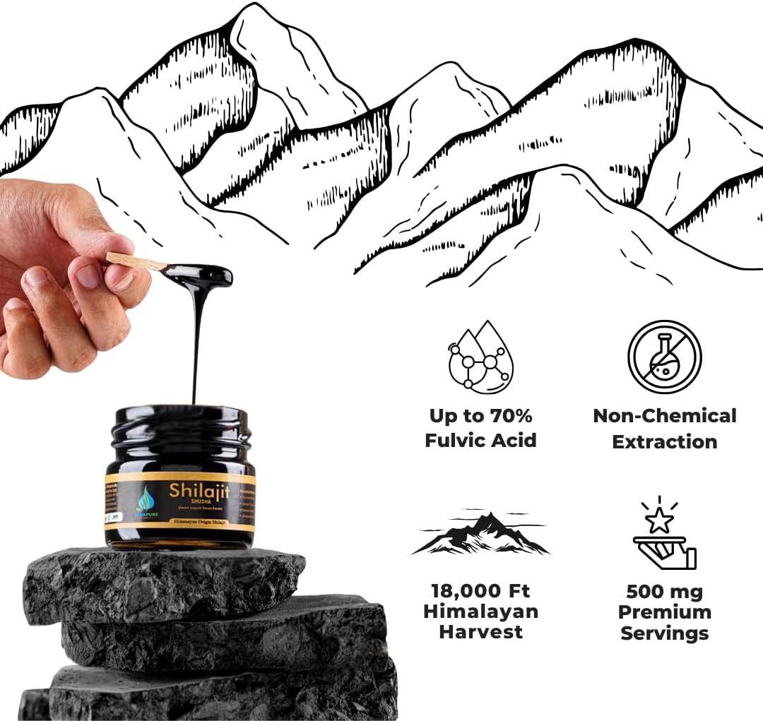 100% Pure Himalayan Shilajit Resin with Fulvic Acid & 85+ Trace Minerals - Energy & Immune Support - 15g