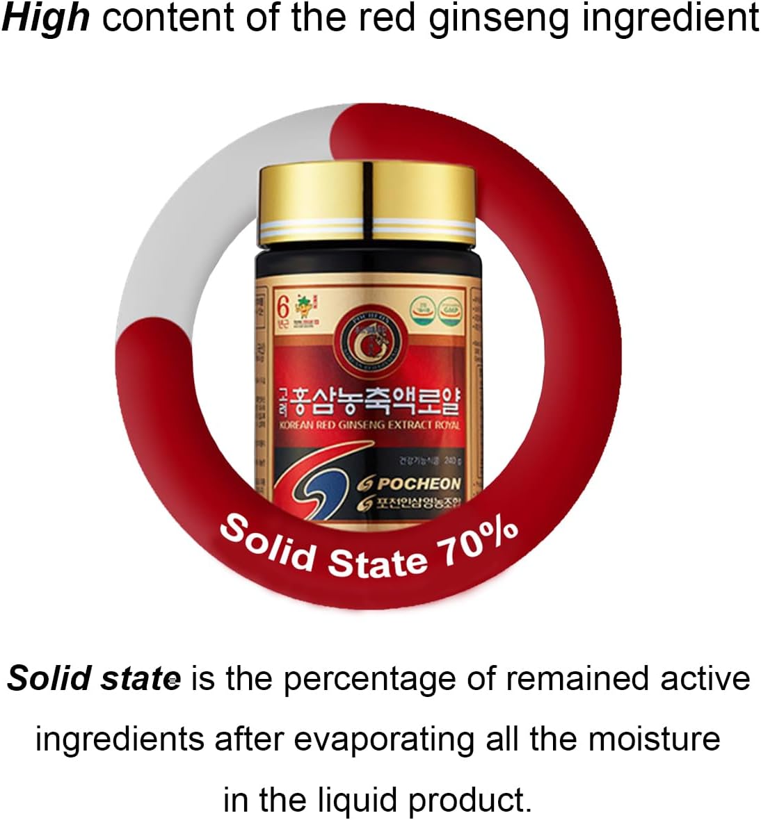 100% Pure Korean Red Ginseng Extract - 240g (8.5oz) - Panax 6Years Root - Natural Immune Support - High Saponin Content