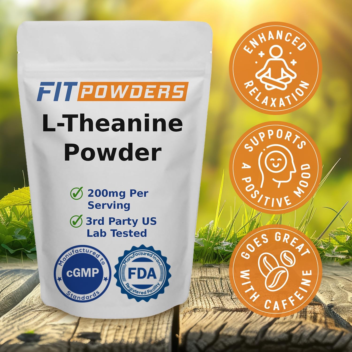 100% Pure L-Theanine Powder Supplement - Vegan & Gluten-Free - Mood & Cognitive Support - Stress Relief & Relaxation - Multiple Sizes - Includes Scoop - 25g