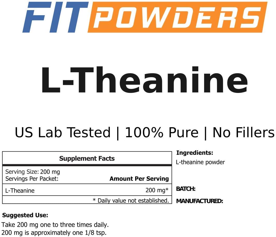 100% Pure L-Theanine Powder Supplement - Vegan & Gluten-Free - Mood & Cognitive Support - Stress Relief & Relaxation - Multiple Sizes - Includes Scoop - 25g