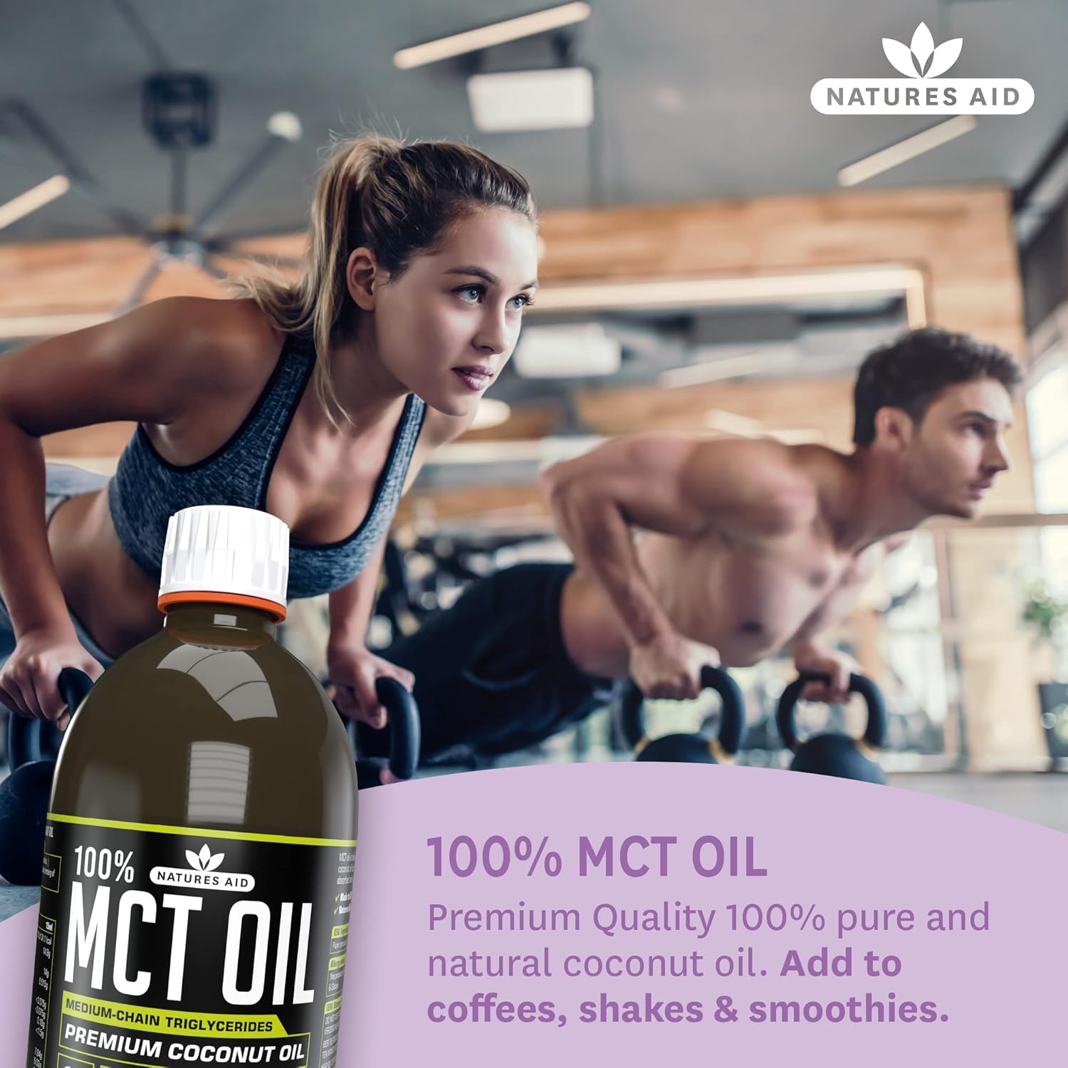 100% Pure MCT Oil by Natures Aid - 500 ML Bottle for Keto and Low-Carb Diets