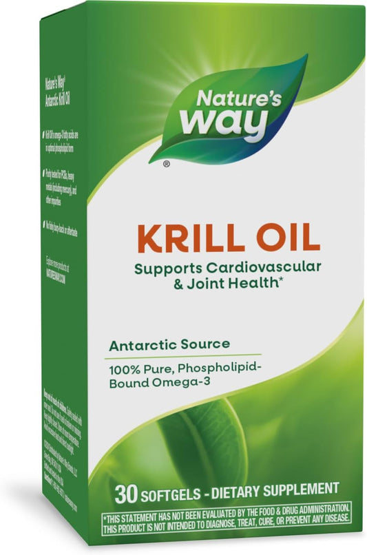 100% Pure Omega-3 Krill Oil Softgels for Cardiovascular & Joint Health - 30 Count