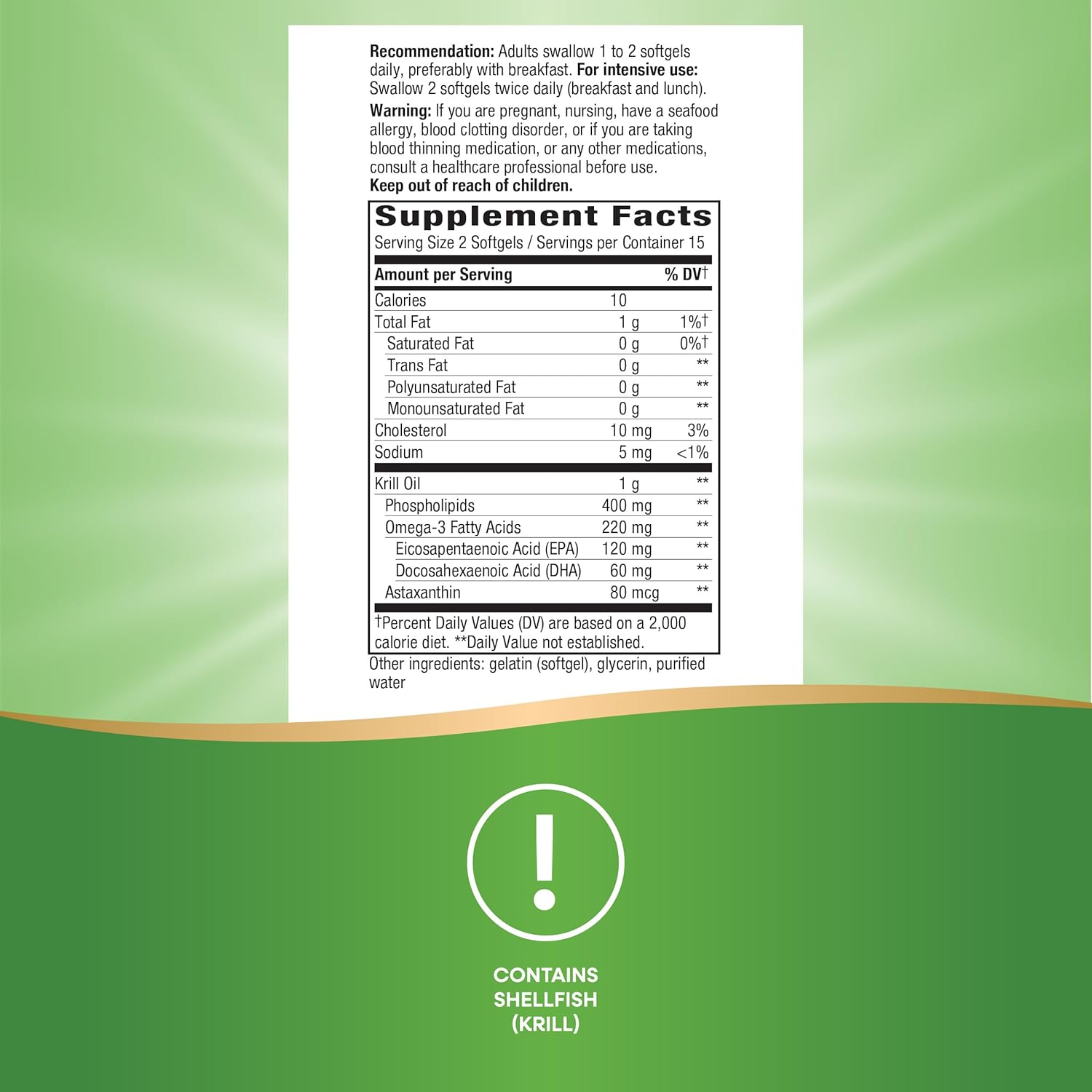 100% Pure Omega-3 Krill Oil Softgels for Cardiovascular & Joint Health - 30 Count