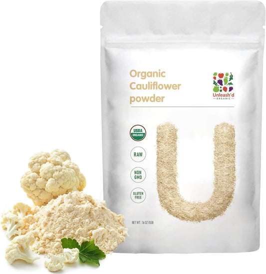 100% Pure Organic Cauliflower Powder - 16 oz - Supports Physical Health - Natural Green Food - Rich in Vitamins - Unleash'd Organic