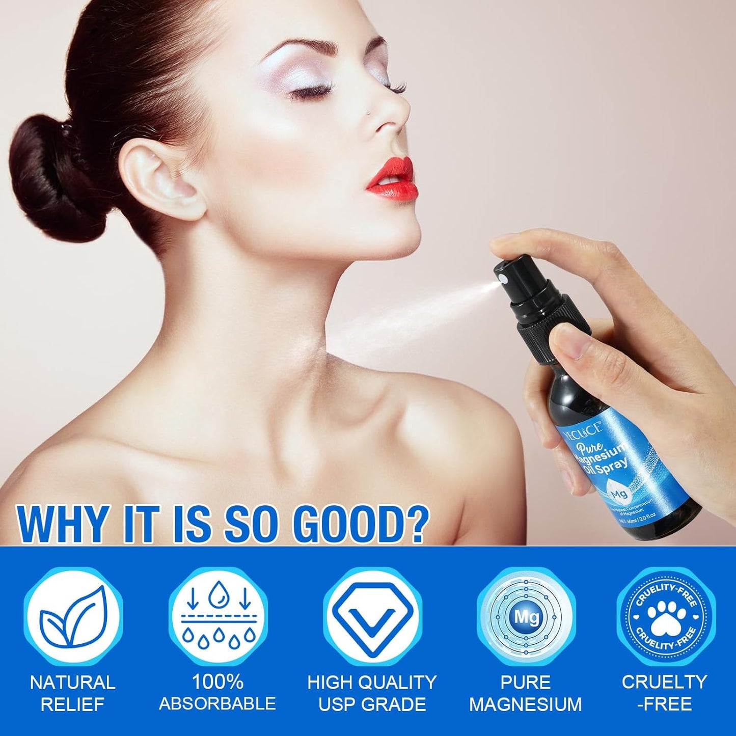 100% Pure Organic Magnesium Oil Spray (4 Fl.Oz) - Easy Application & Natural Formula