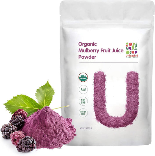 100% Pure Organic Mulberry Juice Powder - 16 oz - Supports Liver & Kidney - Rich in Vitamins - Green Superfood