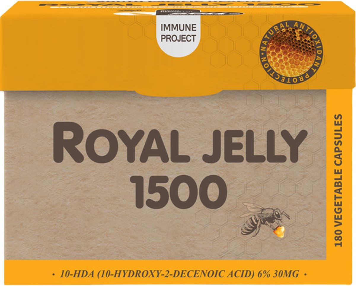 100% Pure Royal Jelly Capsules - High Potency 1500 (10-HDA 6% 30mg) - 180 Count