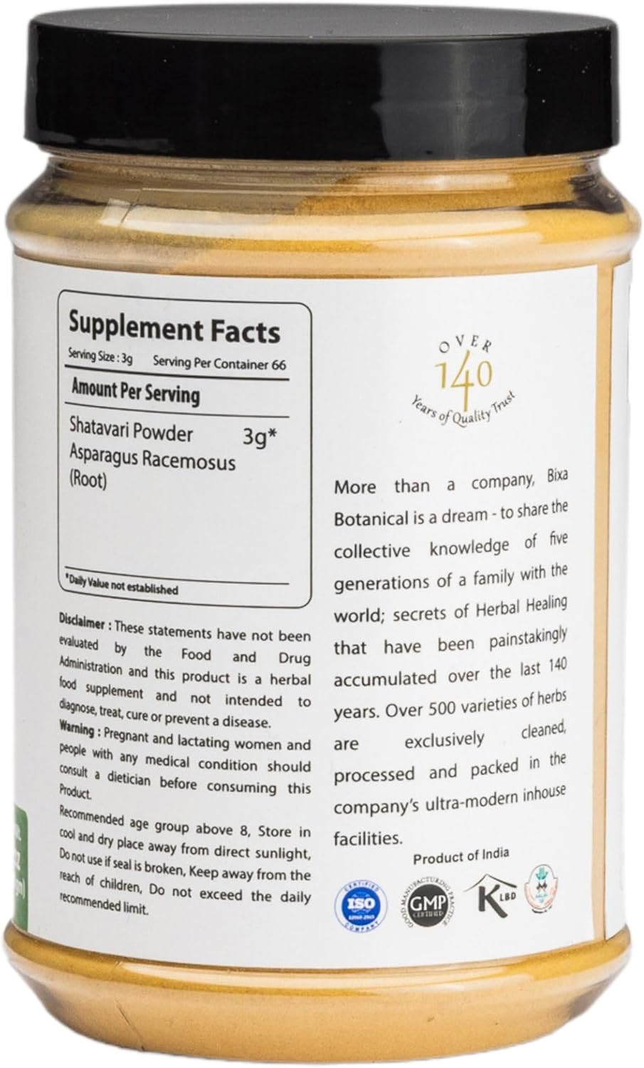 100% Pure Shatavari Root Powder - Ayurvedic Women's Tonic | Organic Asparagus Racemosus Supplement | Vegan, Gluten-Free, Non-GMO (7 oz)