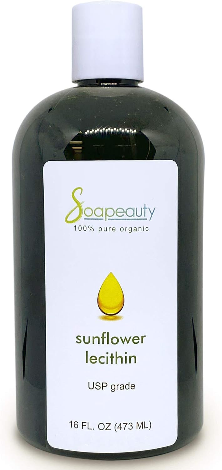 100% Pure Sunflower Lecithin Liquid Oil for Skin Moisturizer, Soap Making, and Lotion - Cold Pressed Unrefined, USP Grade, Unbleached - Available in Various Sizes (16 oz)