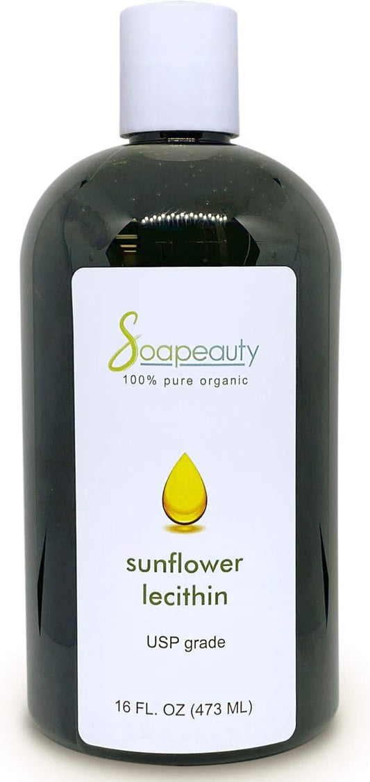 100% Pure Sunflower Lecithin Liquid Oil for Skin Moisturizer, Soap Making, and Lotion - Cold Pressed Unrefined, USP Grade, Unbleached - Available in Various Sizes (16 oz)