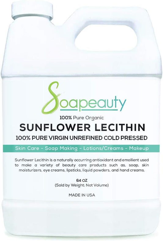 100% Pure Sunflower Lecithin Oil - Cold Pressed, Unrefined, USP Grade - Skin Moisturizer, Soap Making, Lotion - Available in Various Sizes (64oz)