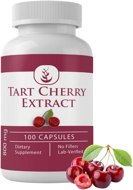 100% Pure Tart Cherry Extract Capsules - Lab Verified, No Additives or Fillers