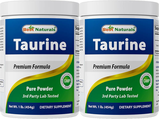 100% Pure Taurine Powder Free Form - 1000mg per Serving - 2 Lb (908 gm) - Best Naturals