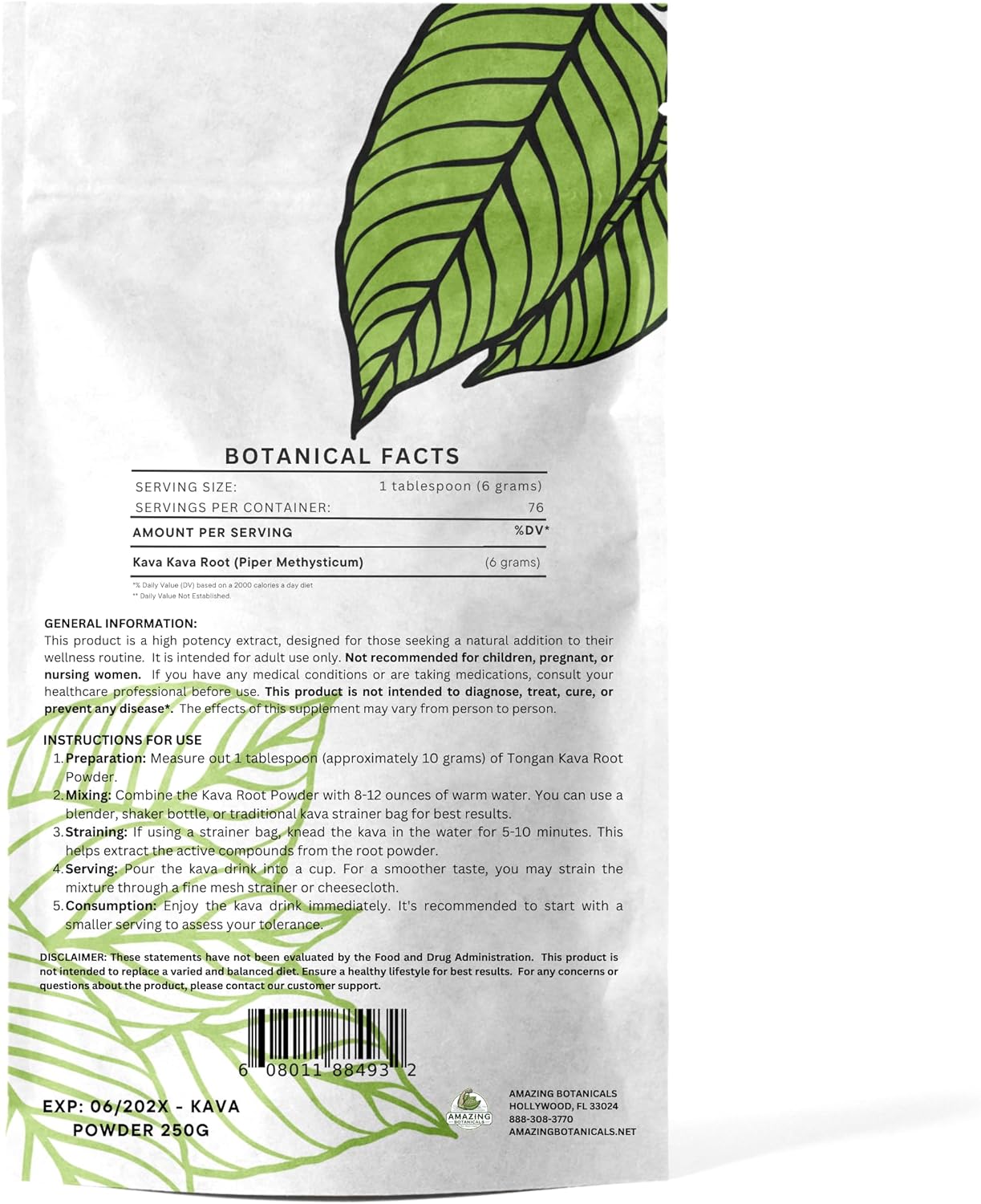 100% Pure Tongan Kava Herbal Supplement - 16oz Bag of Finest Kava Tonga