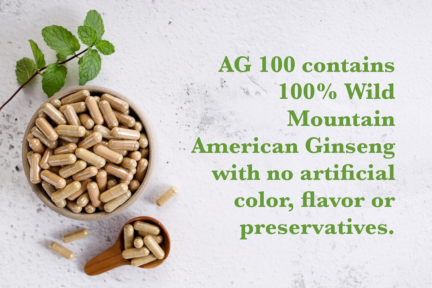 100% Pure Wild American Ginseng Capsules - AG 100