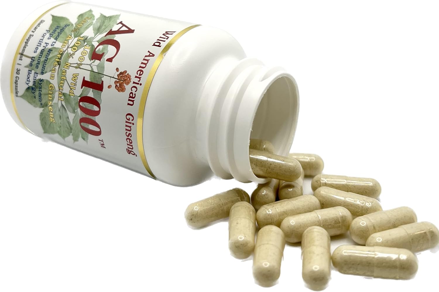 100% Pure Wild American Ginseng Capsules - AG 100