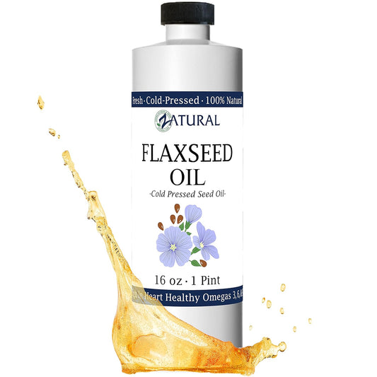 100% Pure Zatural Flaxseed Oil - Cold Pressed from Organically Grown Flax Seeds - Vegan Omega Fatty Acids - 16oz