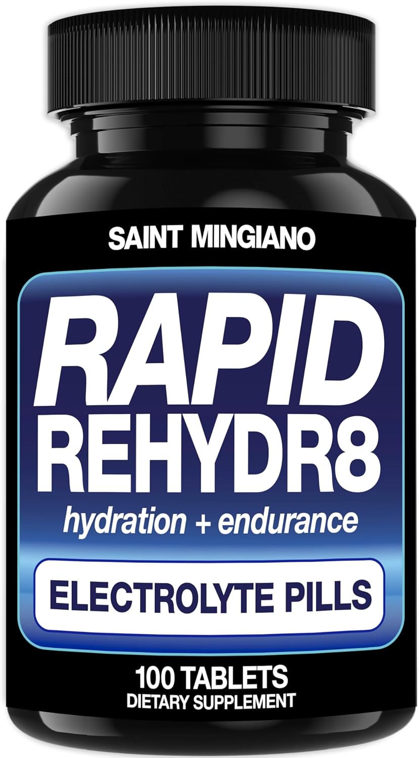 100 Rapid Rehydr8 Electrolyte Pills for Hydration, Cramping Prevention, Muscle Recovery - Easy to Swallow Capsules