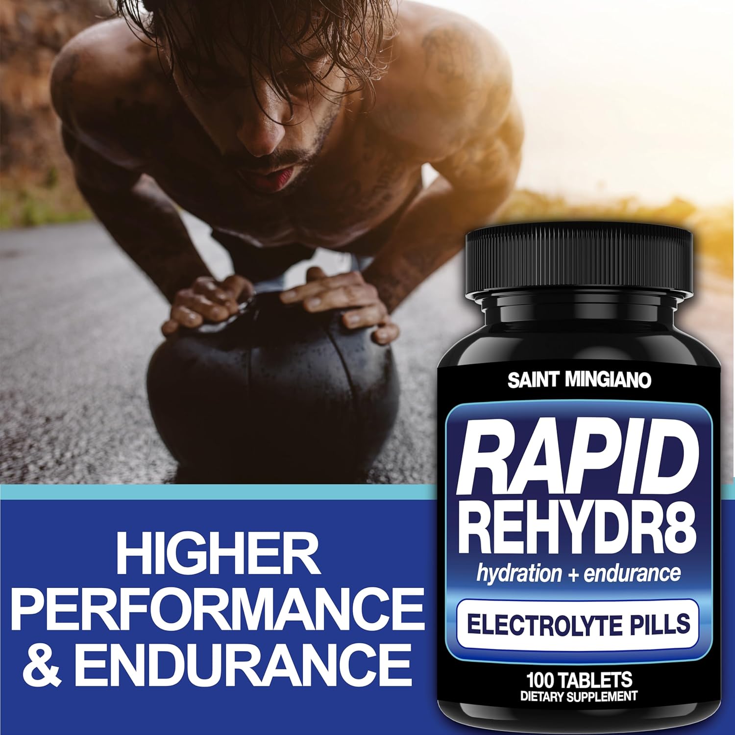 100 Rapid Rehydr8 Electrolyte Pills for Hydration, Cramping Prevention, Muscle Recovery - Easy to Swallow Capsules