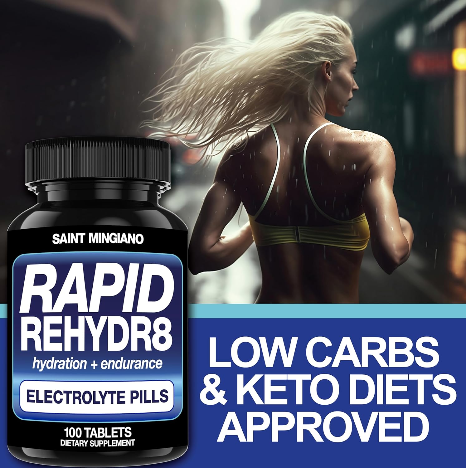 100 Rapid Rehydr8 Electrolyte Pills for Hydration, Cramping Prevention, Muscle Recovery - Easy to Swallow Capsules