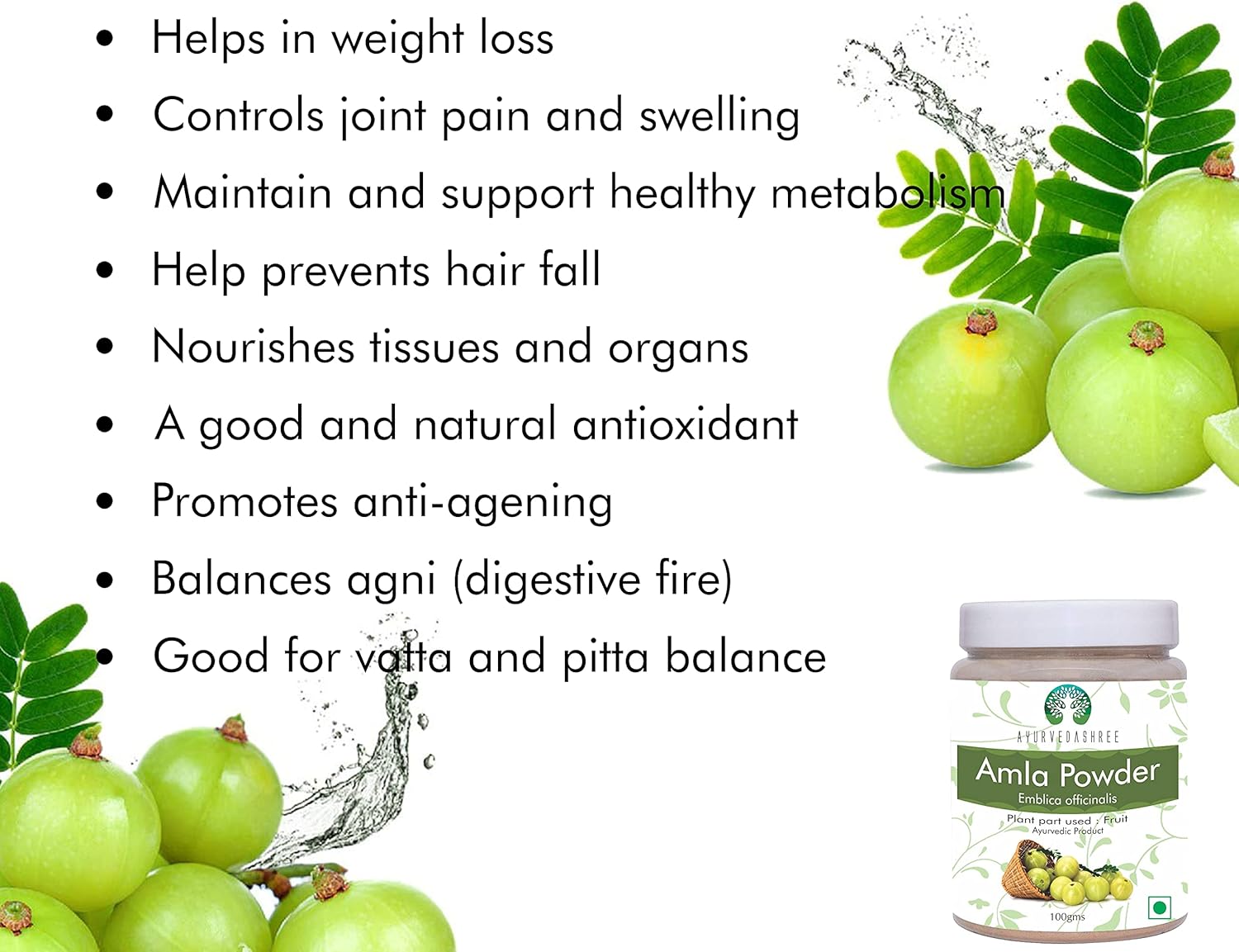 100% Raw Amla Fruit (Amalaki) Powder 100 Gm | High Antioxidant Vitamin C | Vegan | Non-GMO | Ayurvedic Emblica Officinalis from India