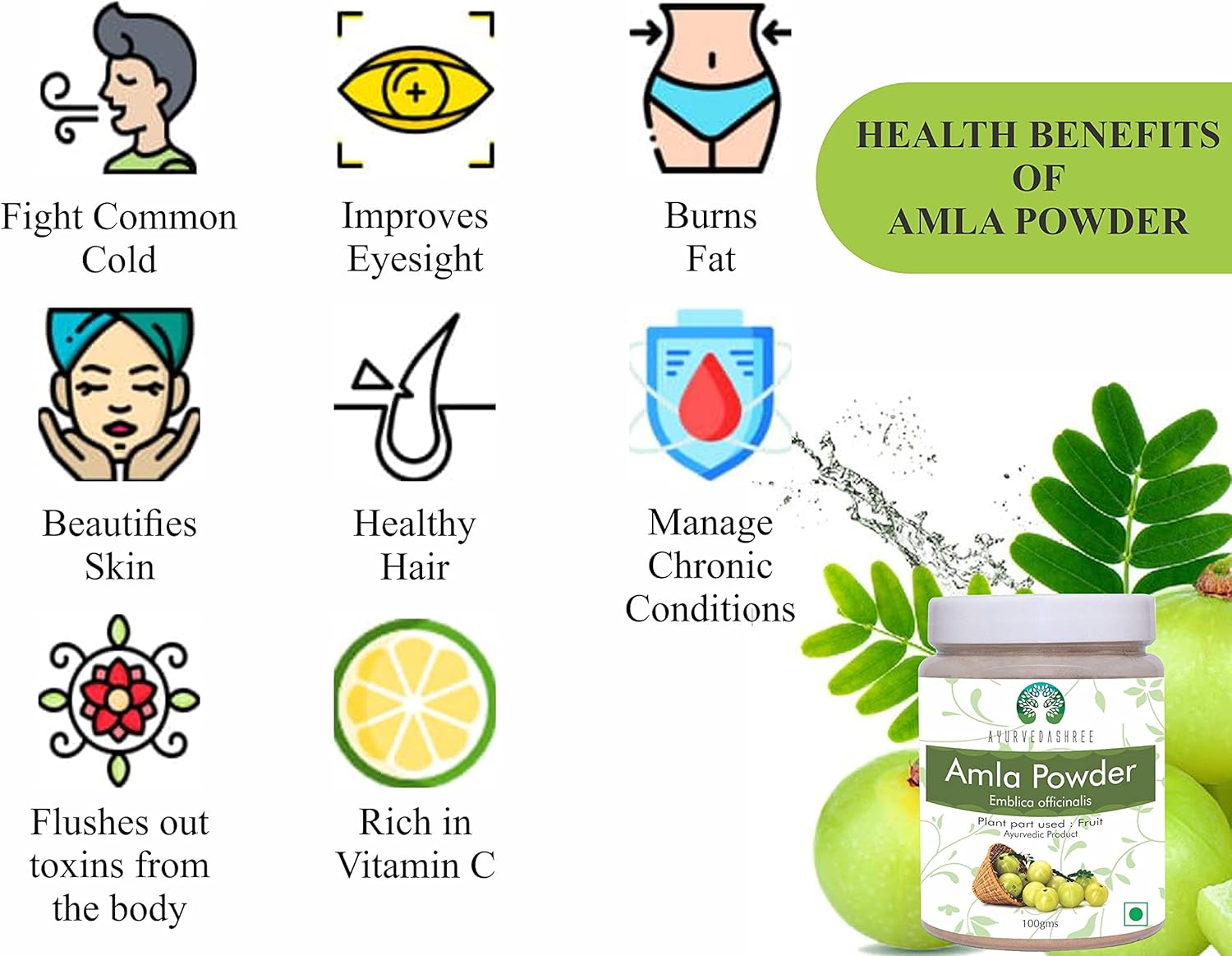 100% Raw Amla Fruit (Amalaki) Powder 100 Gm | High Antioxidant Vitamin C | Vegan | Non-GMO | Ayurvedic Emblica Officinalis from India