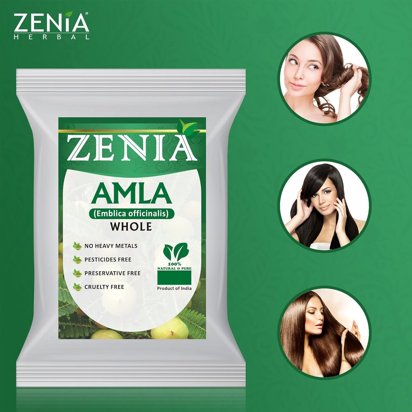 100% Raw Zenia Whole Dried Amla Herb - 100g (3.5oz) - Edible Grade for Herbal Hair Treatment